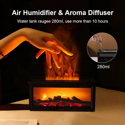 Aroma Air Humidifier Flame Fireplace Essential Oil Diffuser Desktop USB Cool Mist Maker Ultrasonic Aroma Diffuser with Remote